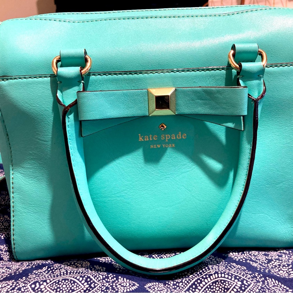 Kate spade turquoise with bow tie and strap also comes with dust bag
